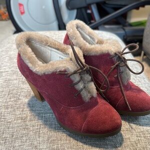 Women's Burgundy Suede Ankle Boots